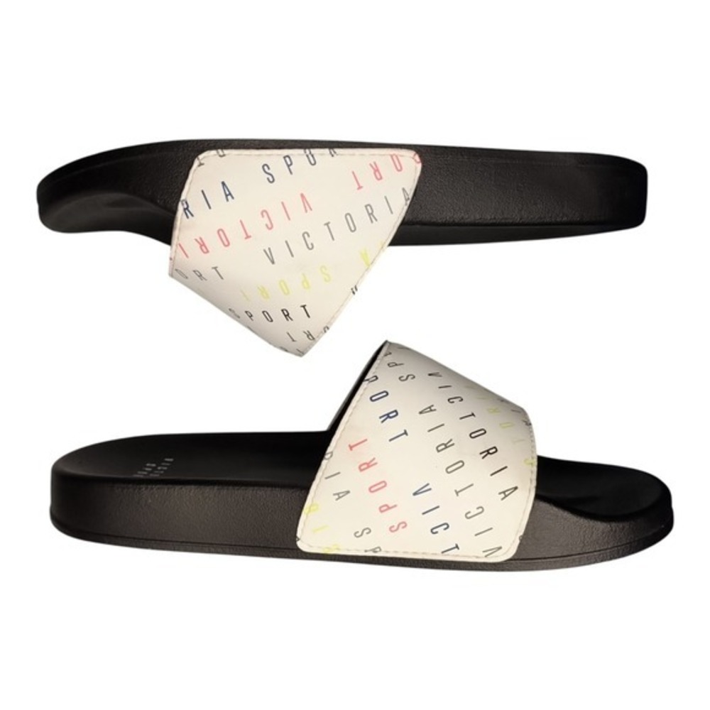 Victoria's Secret Sport Slide Sandals Womens 5 Multi Logo Print Comfort Slip On